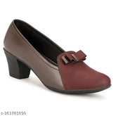 Indian-made colorblocked PU ballerinas with stylish block heel bellies, size options: IND-4, IND-5, IND-6, IND-7